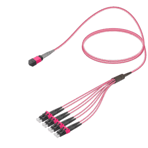 كابل توصيل أنثى MPO/MTP Elite إلى LC/UPC Fanout - Base-8 - ألياف بصرية متعددة النمط OM4